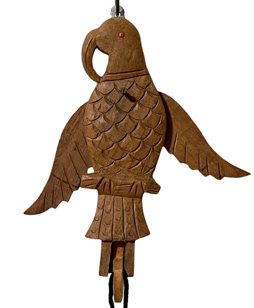 ビンテージ 木彫り 壁掛け 木製 鳥 オウム 民芸 古道具 古物 雑貨