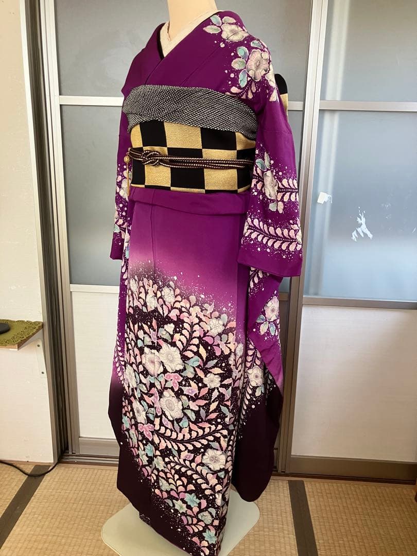 極上 振袖フルセット 手描き金彩友禅 西陣織袋帯 正絹長襦袢 トール