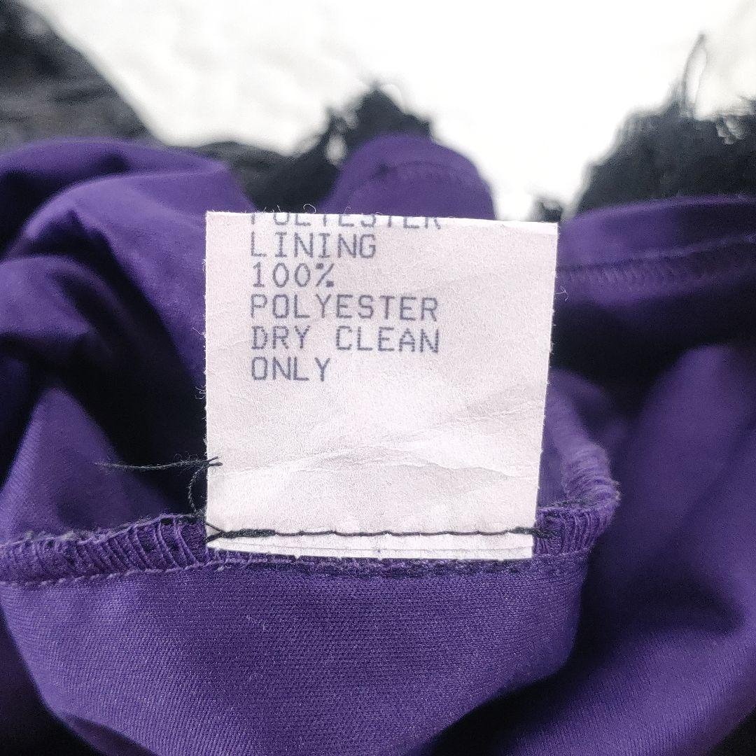 美品✨タダシショージ　レース×スパンコール　ワンピースドレス　ベルト　黒×紫