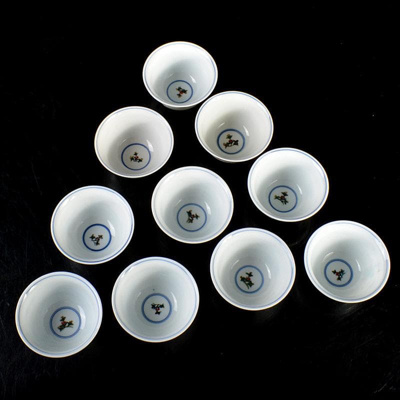 九谷焼 堀江青光作 色絵唐子文 波出茶碗 10客 共箱 V 6232Cの通販はau