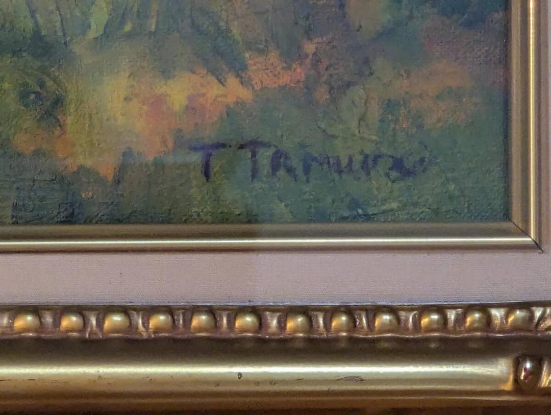 真作】絵画 油彩6号 ノイシュヴァンシュタイン城 箱・黄袋入 X73