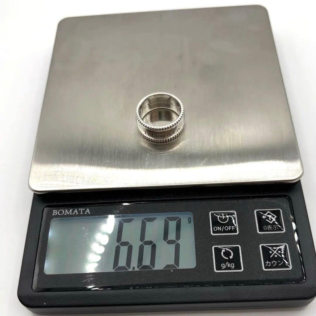 TIFFANY&Co.【超希少】ミルグレインロゴワイドリング　　約8号弱　付属品