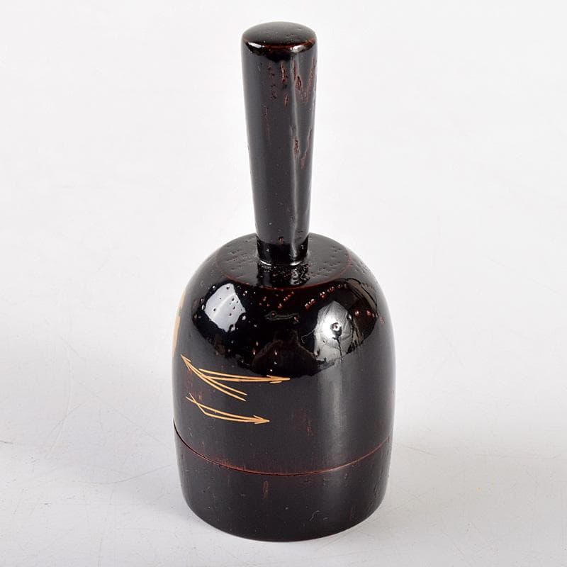 茶道具 光雲造 黒漆 金蒔絵鶴文 砧香合 紫野松長剛山極め