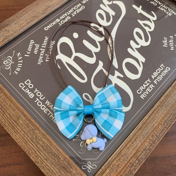 109.チェックリボン&わんこのチョーカー20本