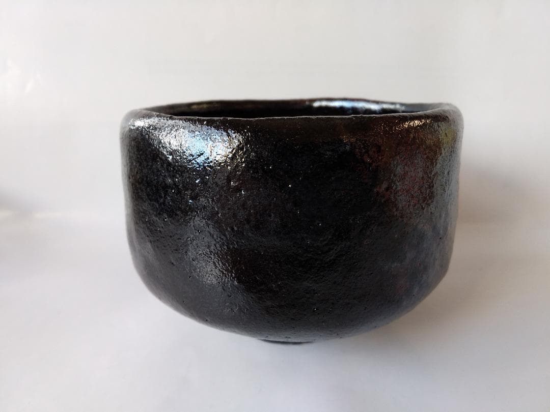 小西平内焼 太閤窯 原田聖龍 朱彩 黒茶碗 共箱 茶碗 茶道具 抹茶碗 新品