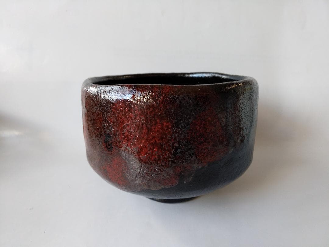 小西平内焼 太閤窯 原田聖龍 朱彩 黒茶碗 共箱 茶碗 茶道具 抹茶碗 新品