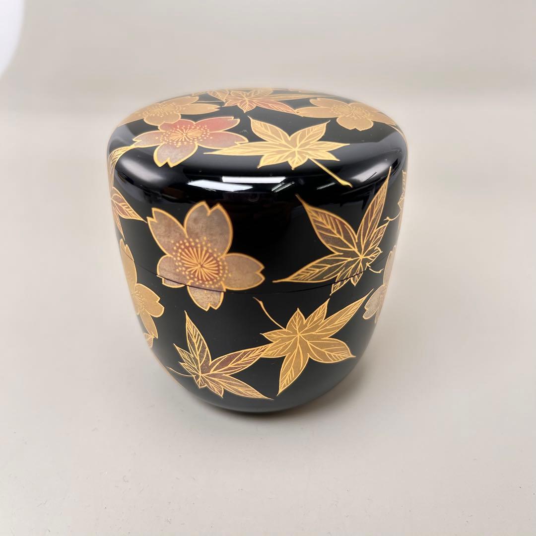 A046茶道具 棗 西條一斎 雲錦蒔絵大棗