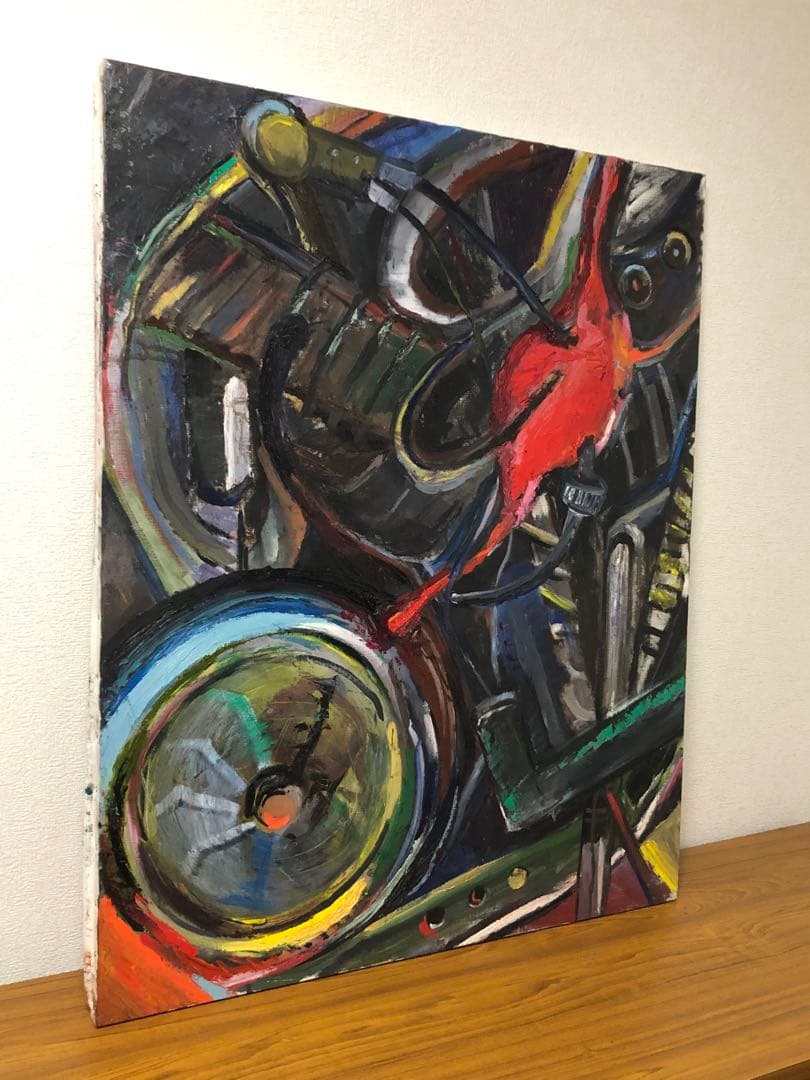 絵画一点物油絵バイクF40 micchan作