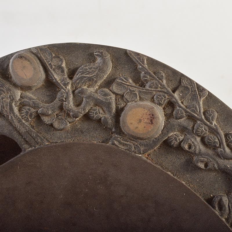 中国 書道具 梅花文 端渓硯 唐木蓋 V 6619