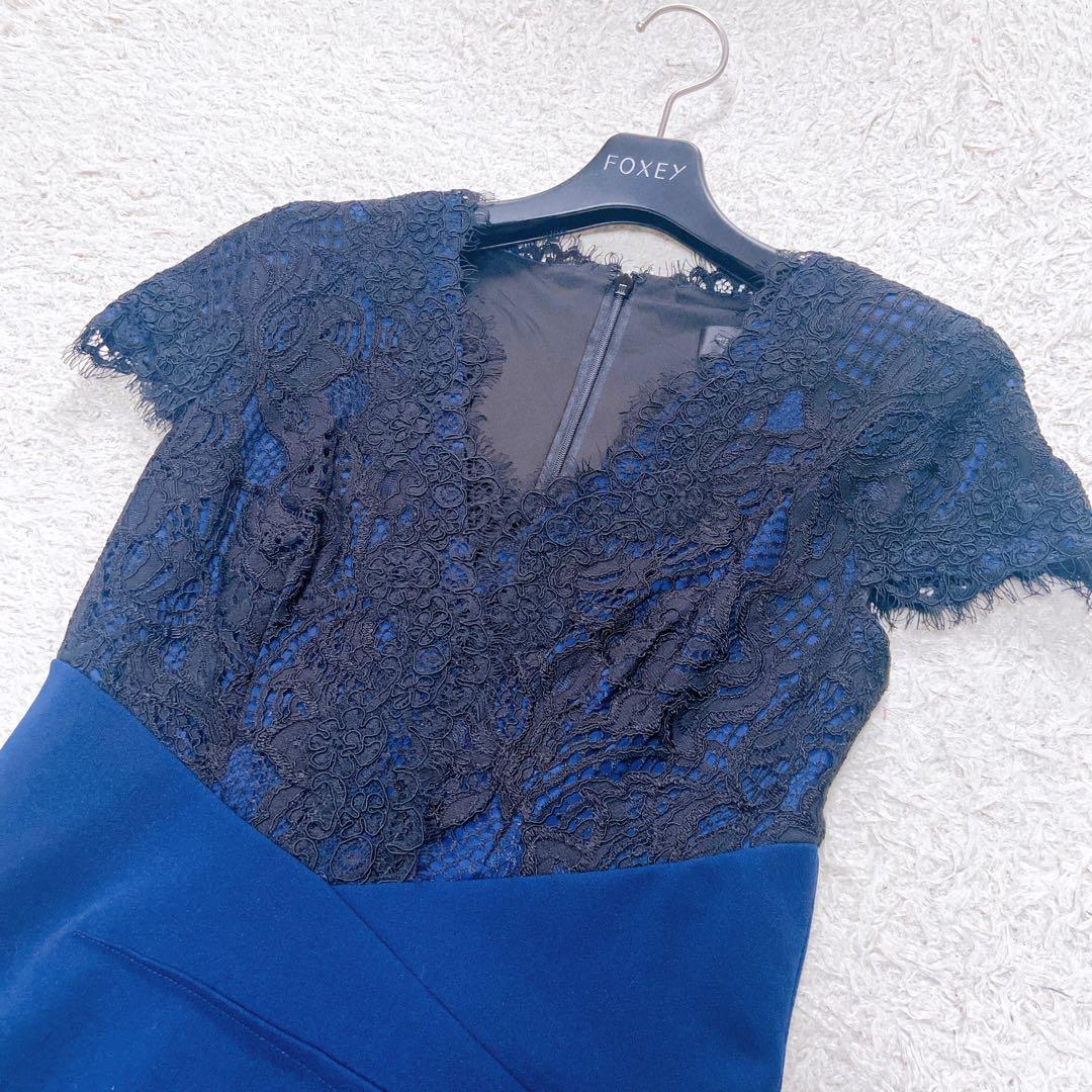 美品 タダシショージ レース切替Vネック キャップスリーブドレス 近年