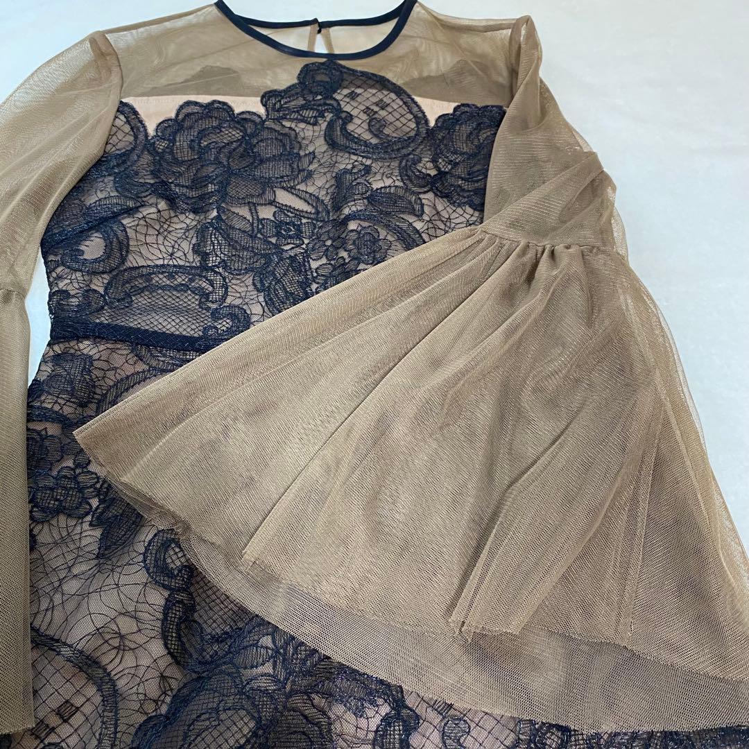 Leja シアープリーツスリーブIラインワンピースドレス オケージョン お呼ばれ