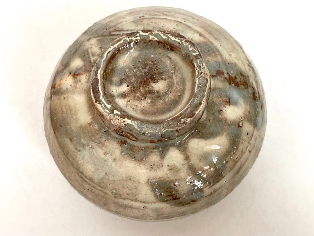 陶芸家　岡部嶺男　粉引　塩筍茶碗　茶盌　抹茶碗　岡部美喜識箱　加藤唐九郎