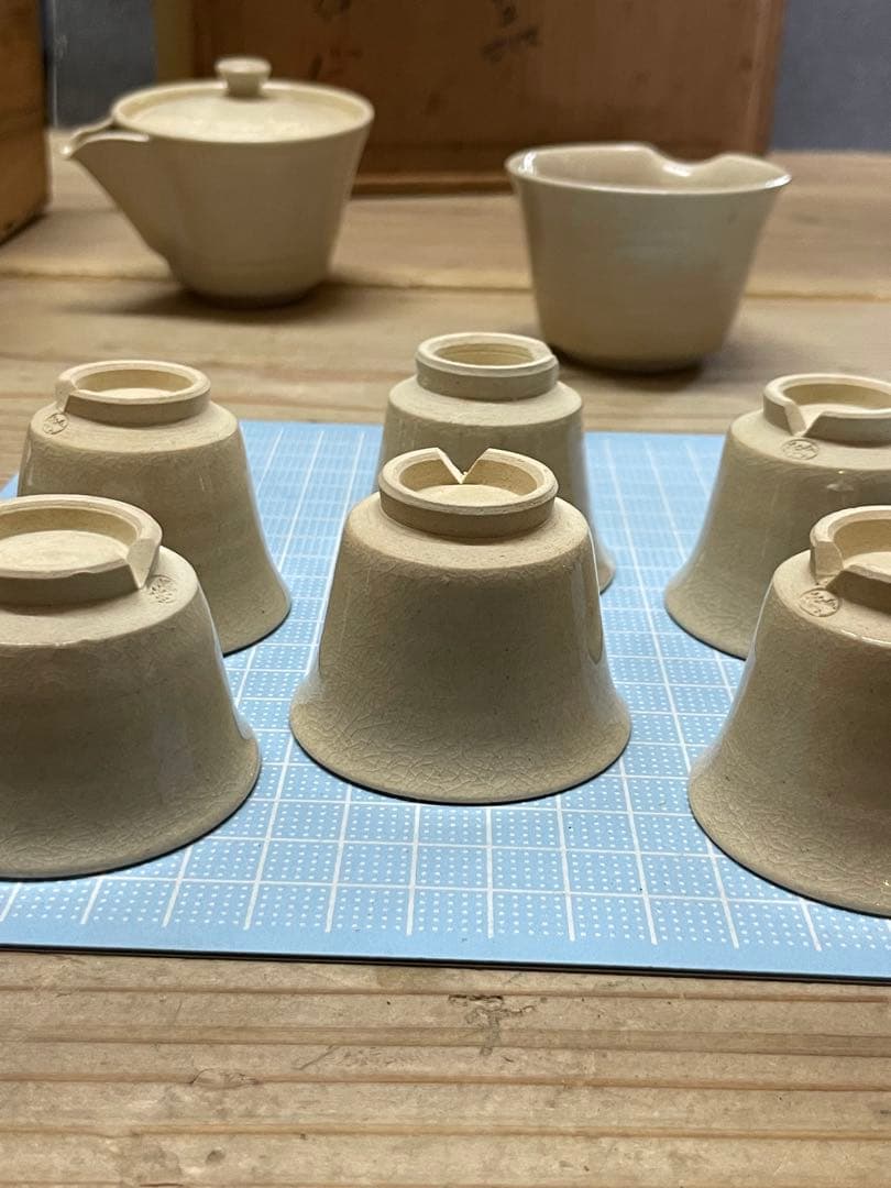 崇峰山窯 三浦崇男 萩焼 煎茶器【m1124 茶道具 骨董品 茶器 茶道 】