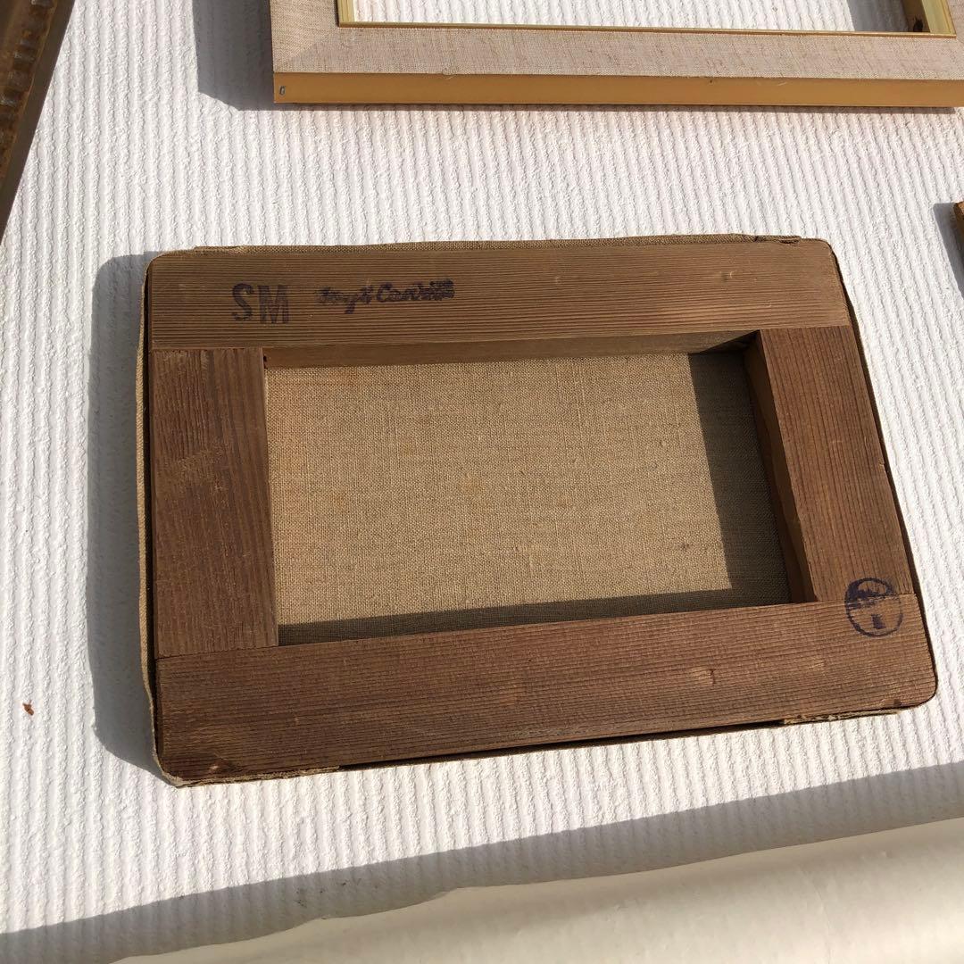 風景油彩画 アンティーク な油絵金色フレーム付きビンテージ　日額ニチガク　額縁