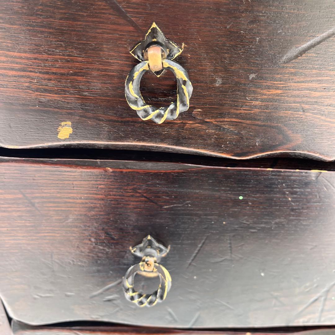 表面キハダ材】レトロ 4段 箪笥 ハセガワ製 アンティーク調 収納家具