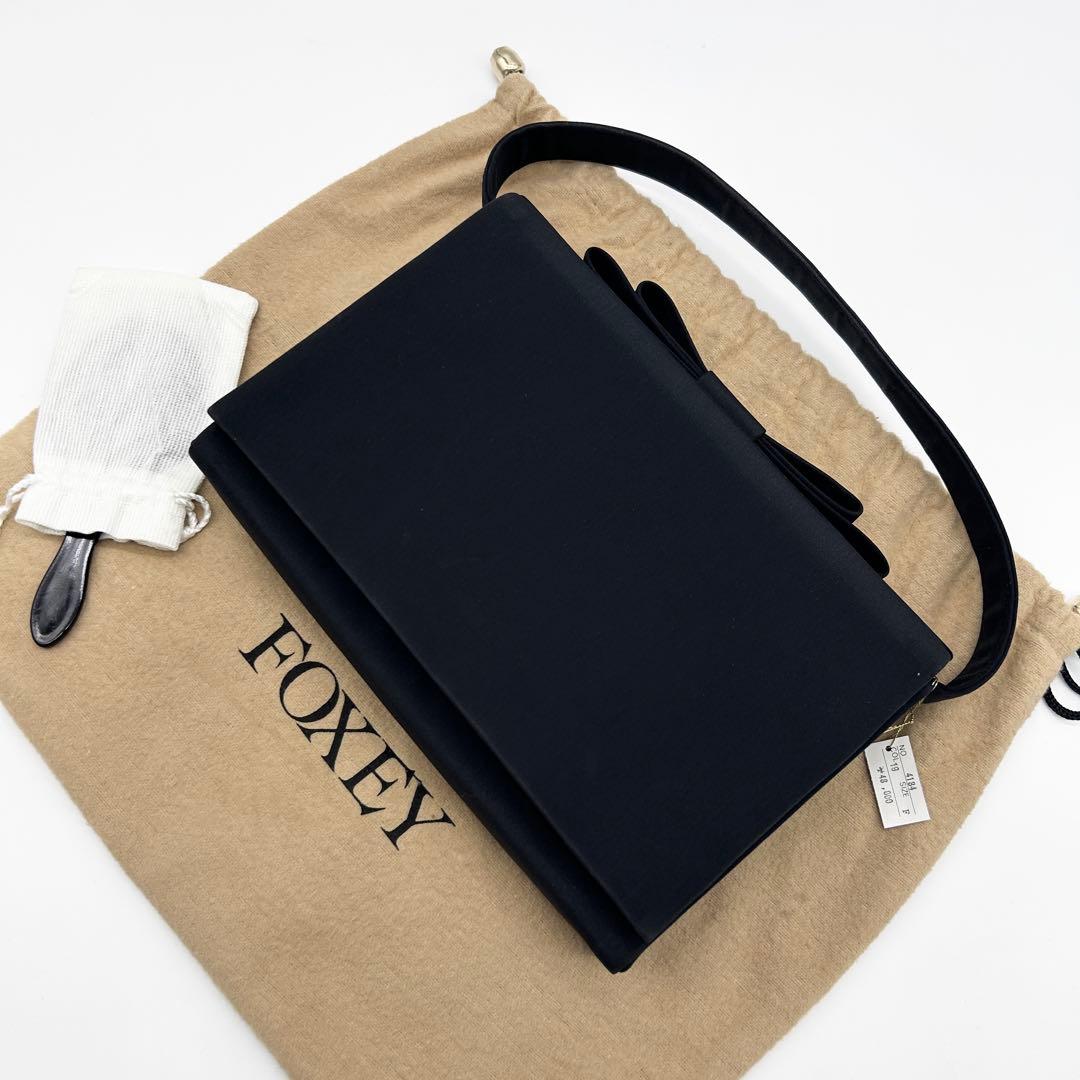 C71 極美品 FOXEY ブラックフォーマル ハンドバッグ 2way 黒