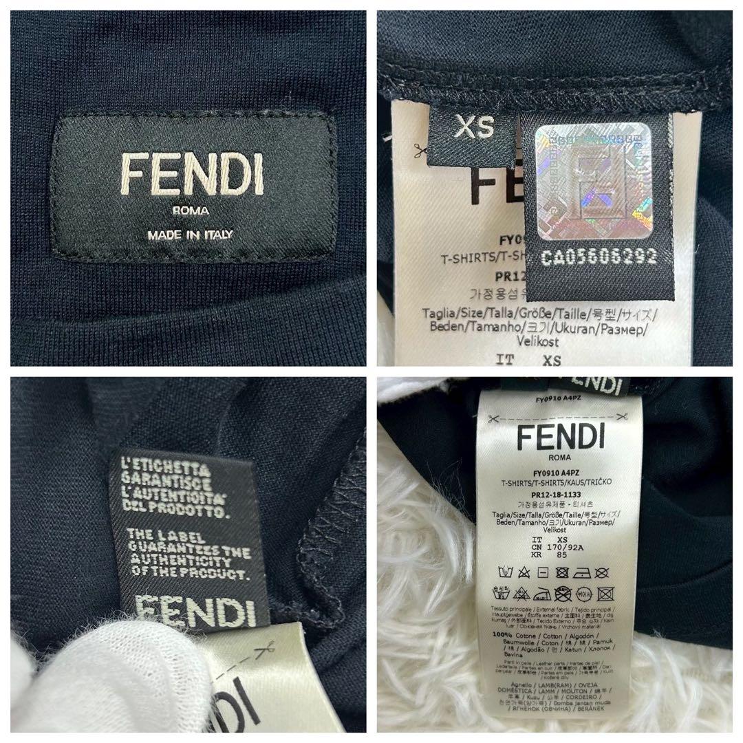 良品 フェンディ モンスターアイ 半袖Tシャツ コットン ブラック XS