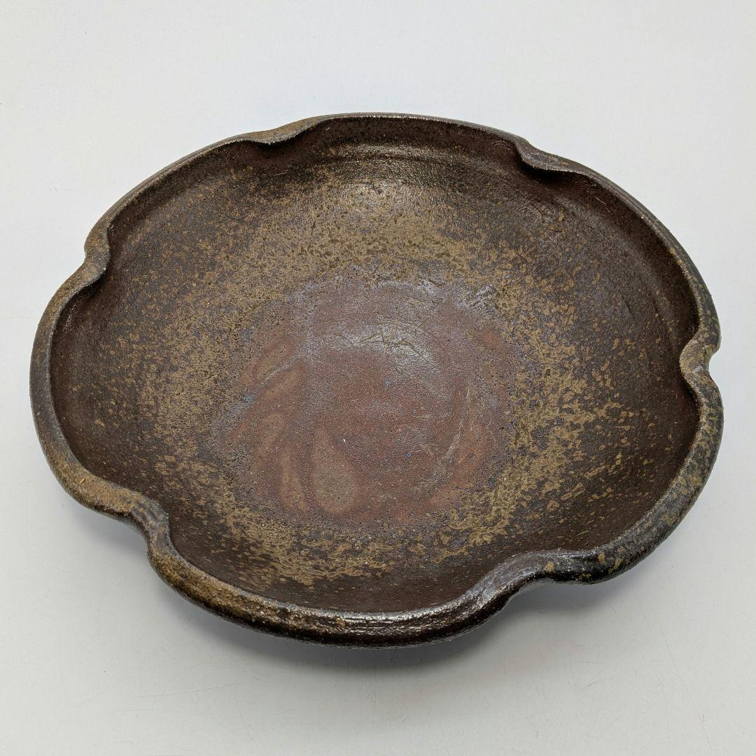 【未使用】 大平一誠 備前焼 輪花皿 直径28cm 盛り皿 深皿 食器 胡麻緋襷