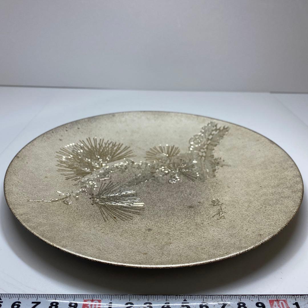 純銀 和光 皿 木箱、皿立付 312g 直径24.3㎝ 東Y7-0117☆