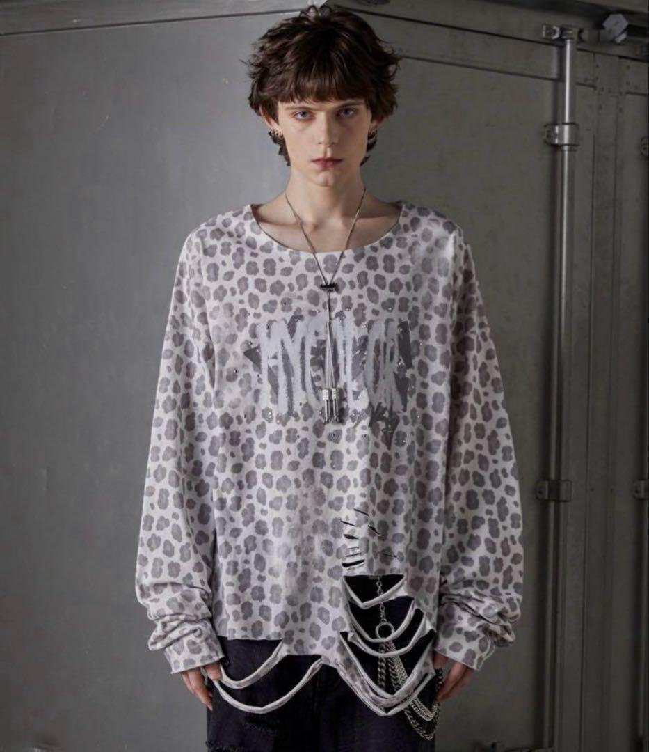 GRANCY】総柄ラインストーングラフィックロンT グランシー ホワイト L