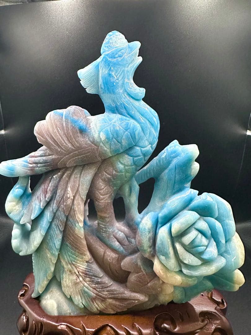 トロレアイト鳳凰の置物 台座つき 置物トロレアイト トロレアイト