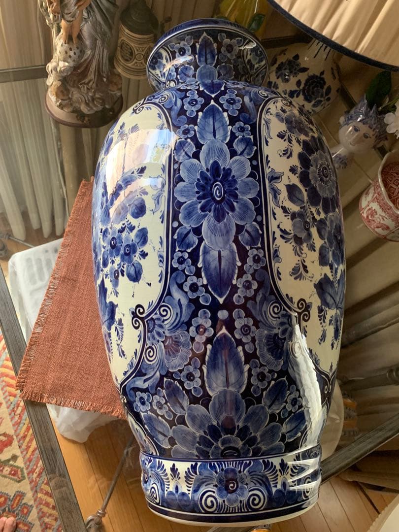 ロイヤルデルフト 破格！オランダのビンテージ超大型花瓶で細かく描き