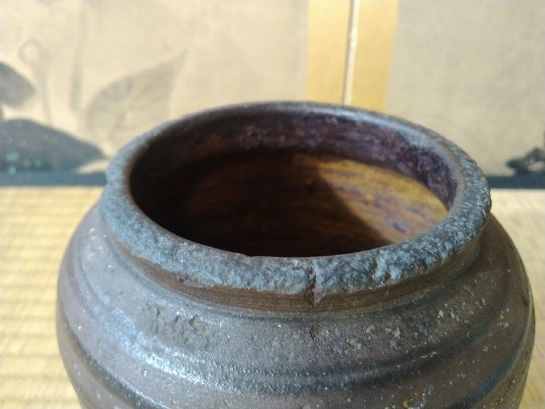 江戸時代前中期 武雄系唐津櫛目水指 壺 骨董 古美術 茶道具 花器 壺 古