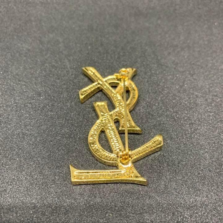 極美品】 イヴサンローラン ブローチ YSL ラインストーン カサンドラ