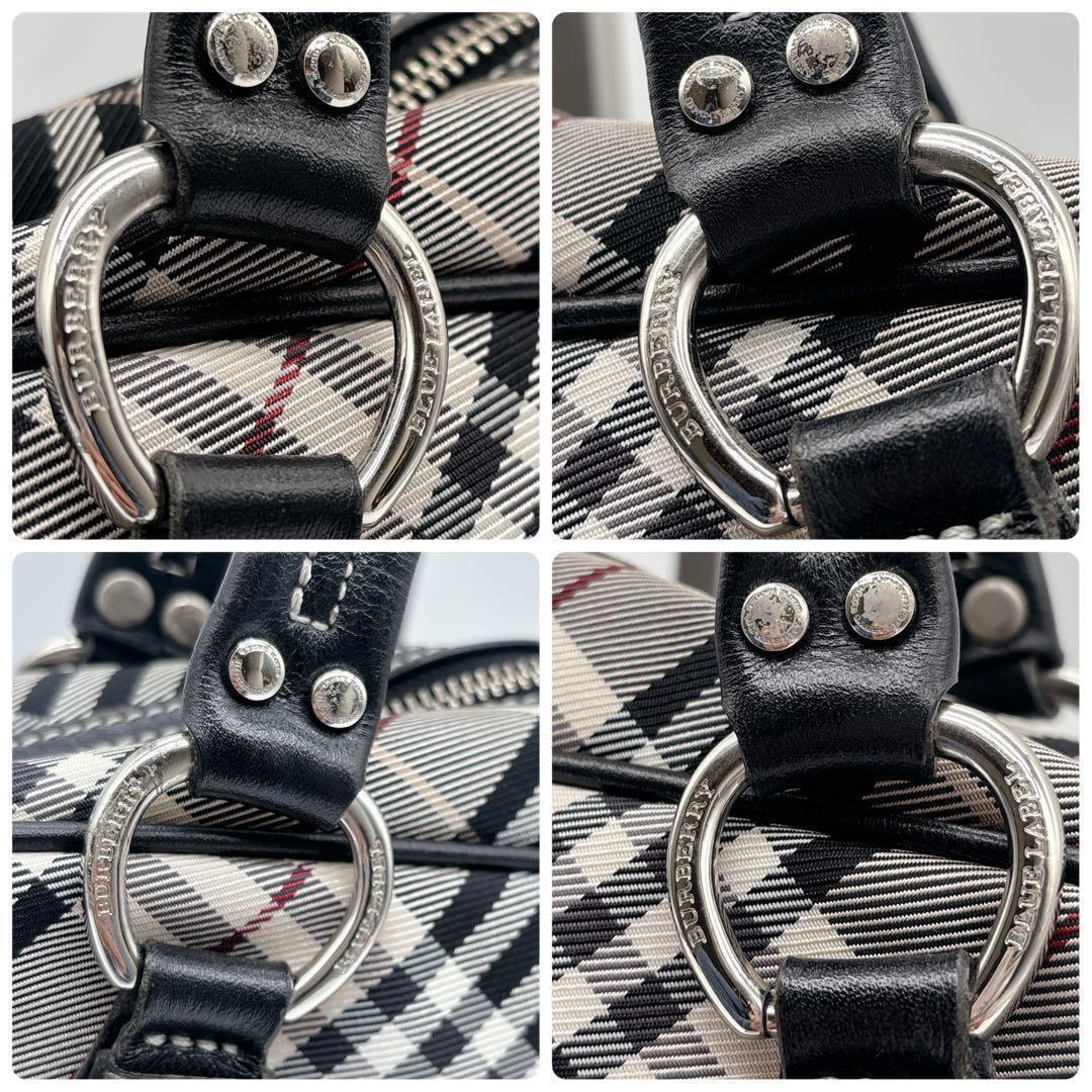 バーバリーブルーレーベル ミニボストン ノバチェック レザー ナイロン