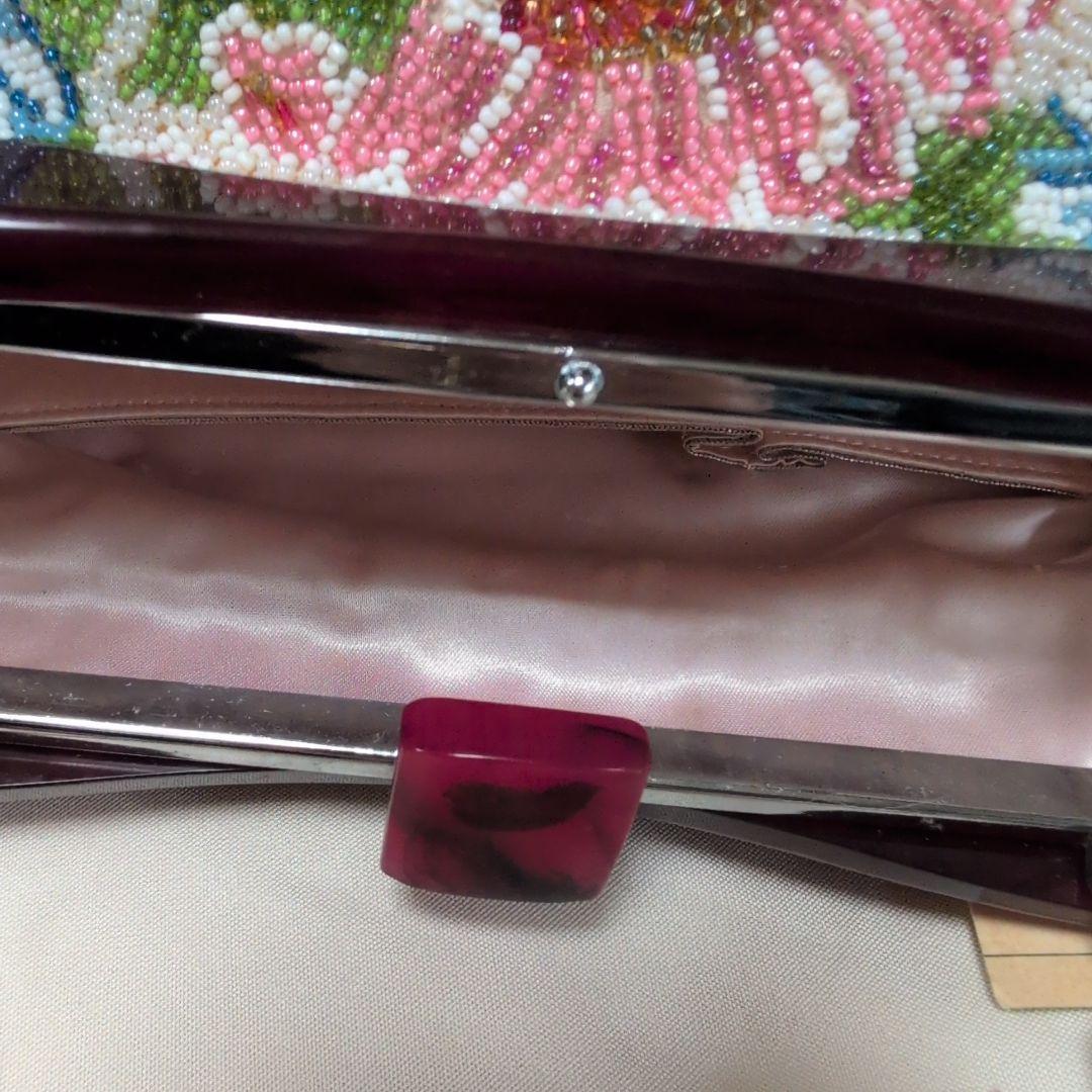 花柄ビーズ刺繍　ハンドバッグ　はしもと　和装バック　超美品　昭和レトロ