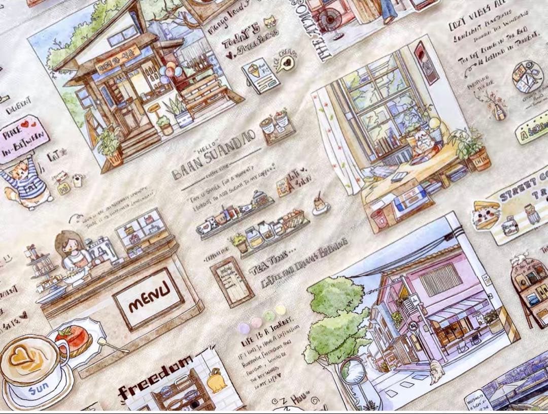 醒醒文创《小巷人家》海外マスキングテープ　マステ 【2384】