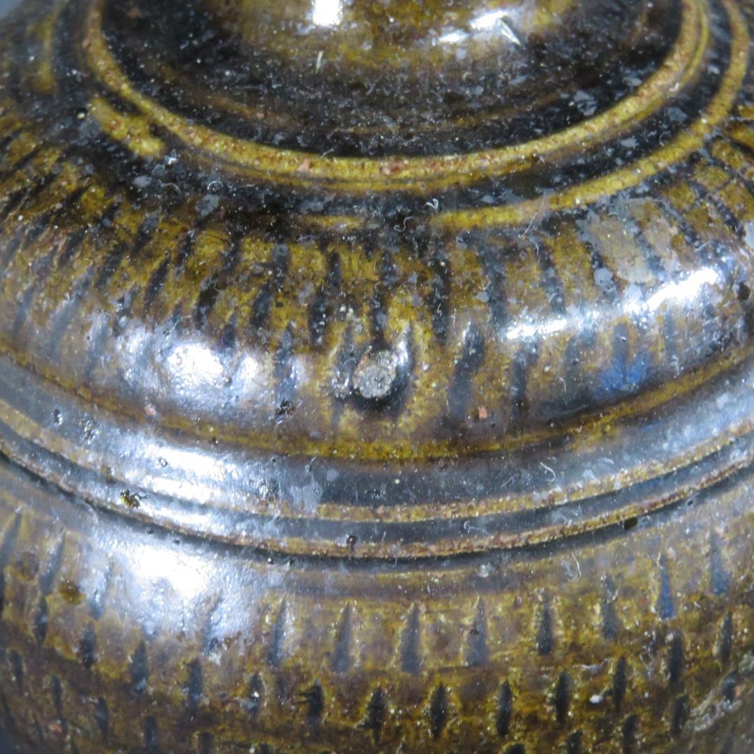 相馬 壺 徳利 花器 一輪挿し 民藝 時代物 窯傷 美品 鉄釉 跳び鉋