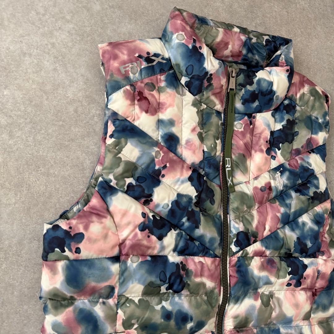 美品 RLX RALPH LAUREN ポロ ゴルフ 中綿ベスト 総柄 水彩