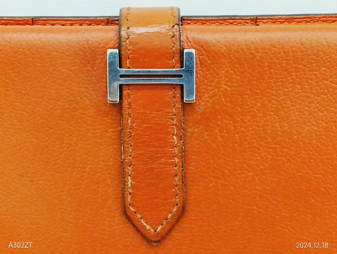 【capitalatipac】エルメス長財布 ベアン シェーブル オレンジ