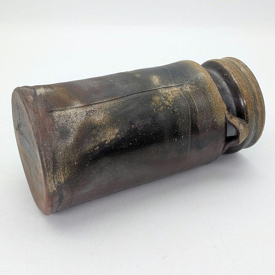 石田安弘 備前焼 耳付花入 共箱共布栞 花器 フラワーベース 花瓶 華