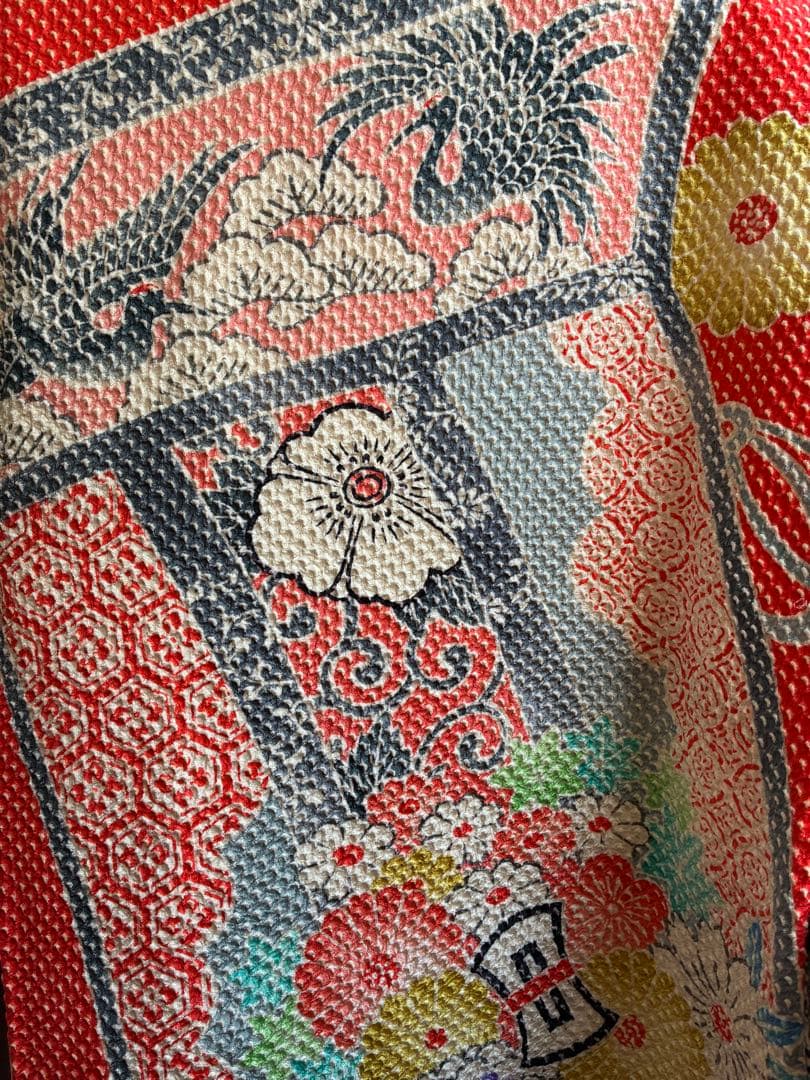 逸品】藤娘きぬたや 総絞り 振袖 橙色 裄64 長襦袢 刺繍半襟(さんび