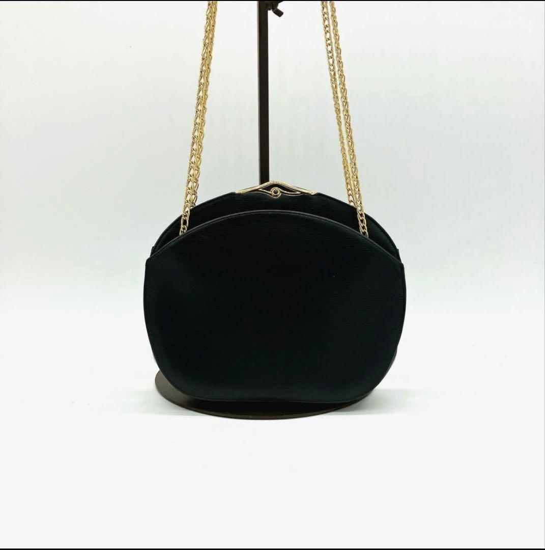 【Cartier】　ショルダーバッグ　濃紺色　ゴールド金具