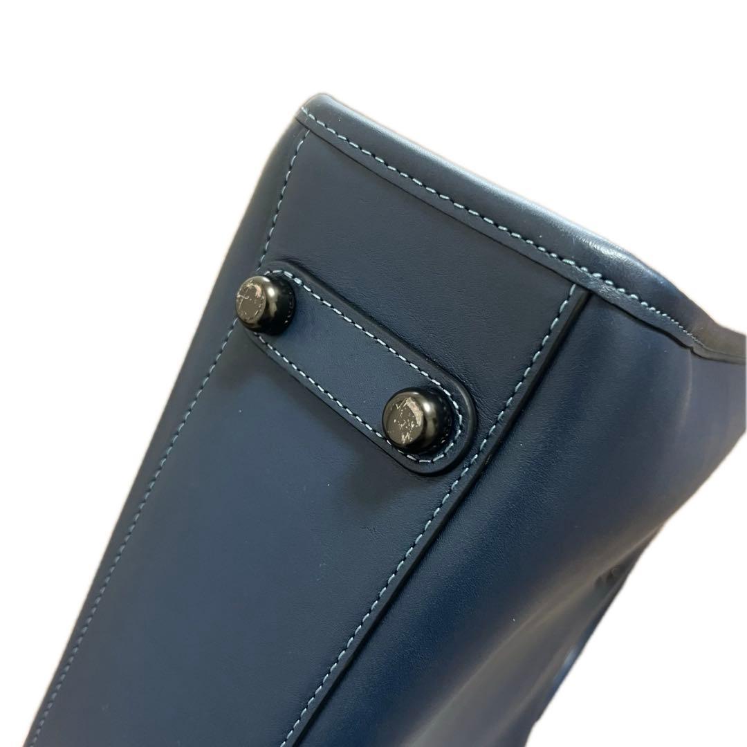 COACH バッグ ネイビー ストラップ有 グラブタンレザー 本革 ビジネス