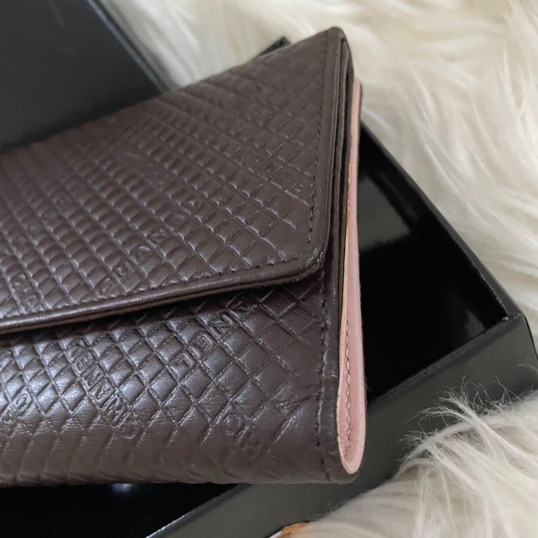 CHANEL シャネル マイクロチョコバー 二つ折り 財布 茶 ピンク 正規品