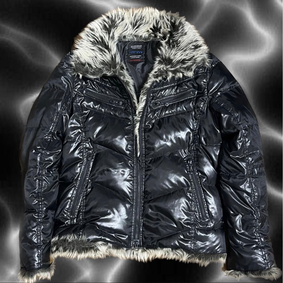 平成 お兄系 y2k レザー ファー ジャケット ライダース フェアリーグランジ