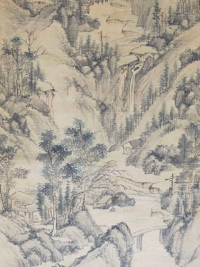 ♥掛軸【長谷川嵐渓】山水図 掛け軸 骨董 古玩 中国