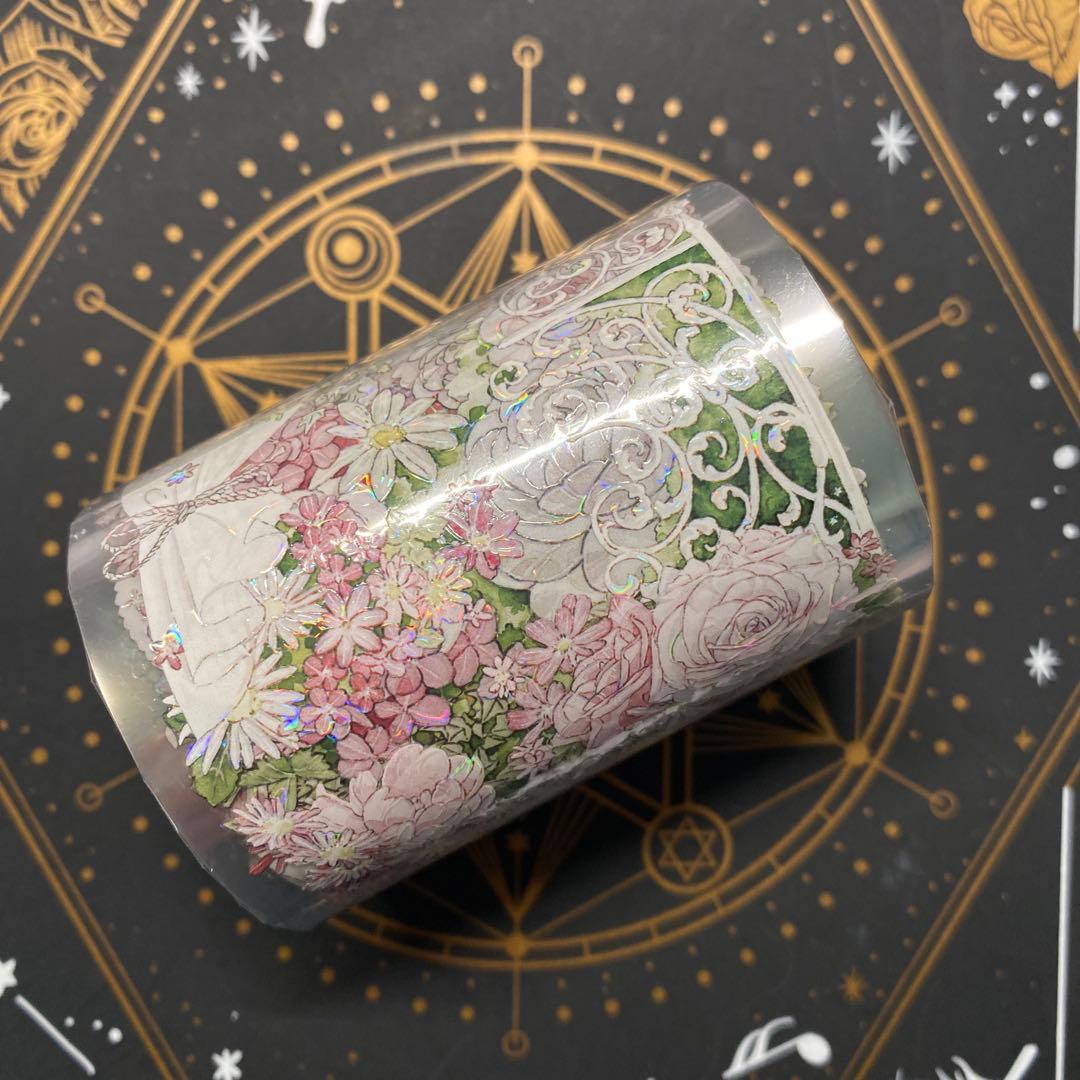 D】海外 10m巻 貝殻光/貝殻金マスキングテープ 人物系/お花系/景色系