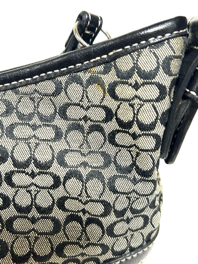 美品 コーチ COACH バッグ ハンドバッグ ミニ シグネチャー ブラック