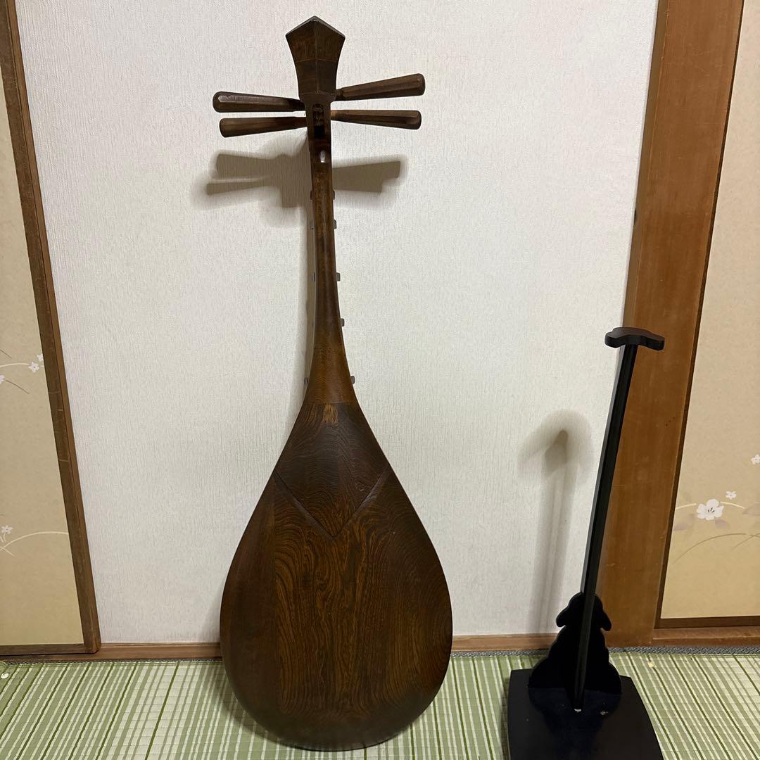 筑前琵琶 四弦 五柱 琵琶 螺鈿希少 琵琶立て 弦楽器 琵琶台 民族楽器