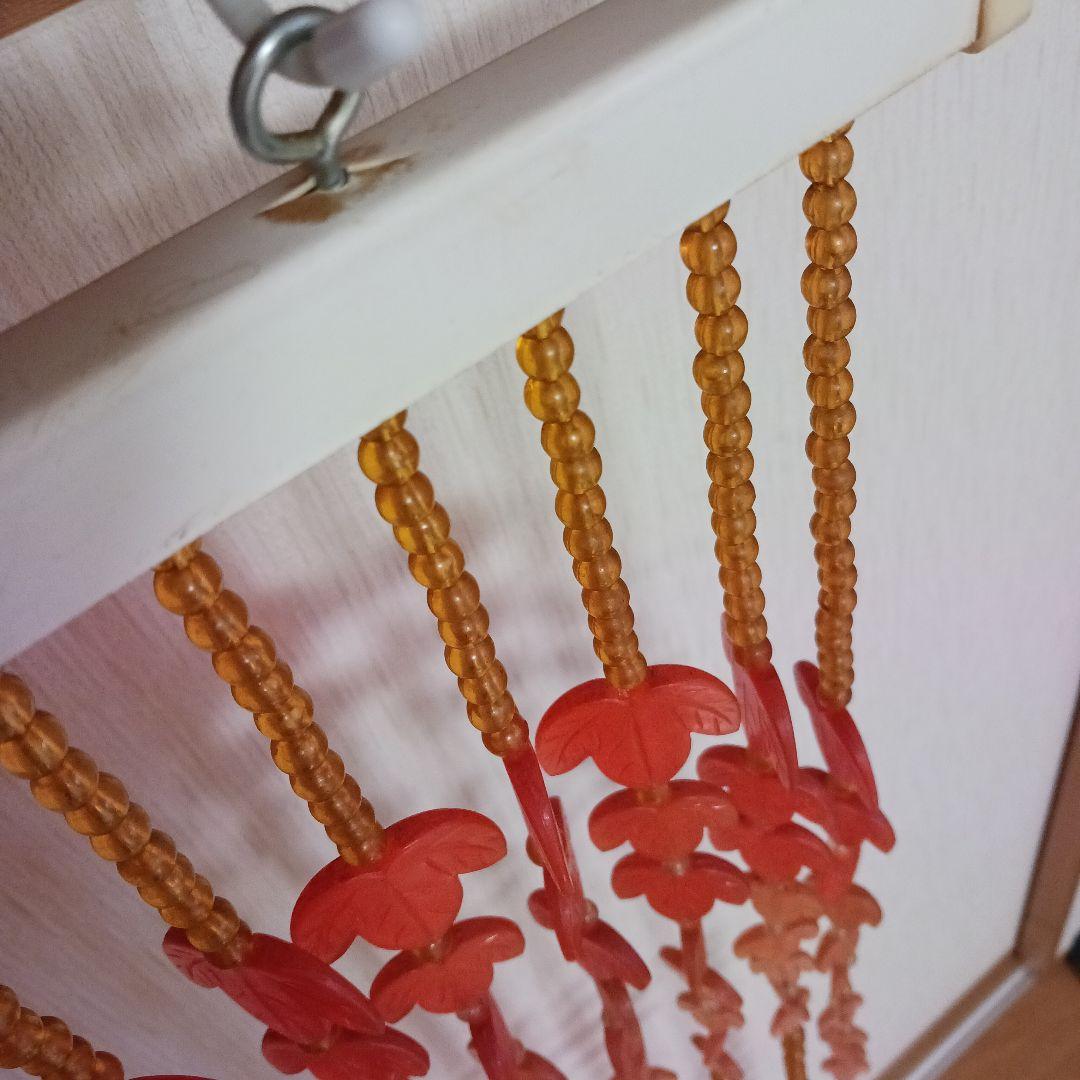 レトロポップ 葉っぱ型 玉のれん 珠のれん 昭和レトロ ビーズ 暖簾