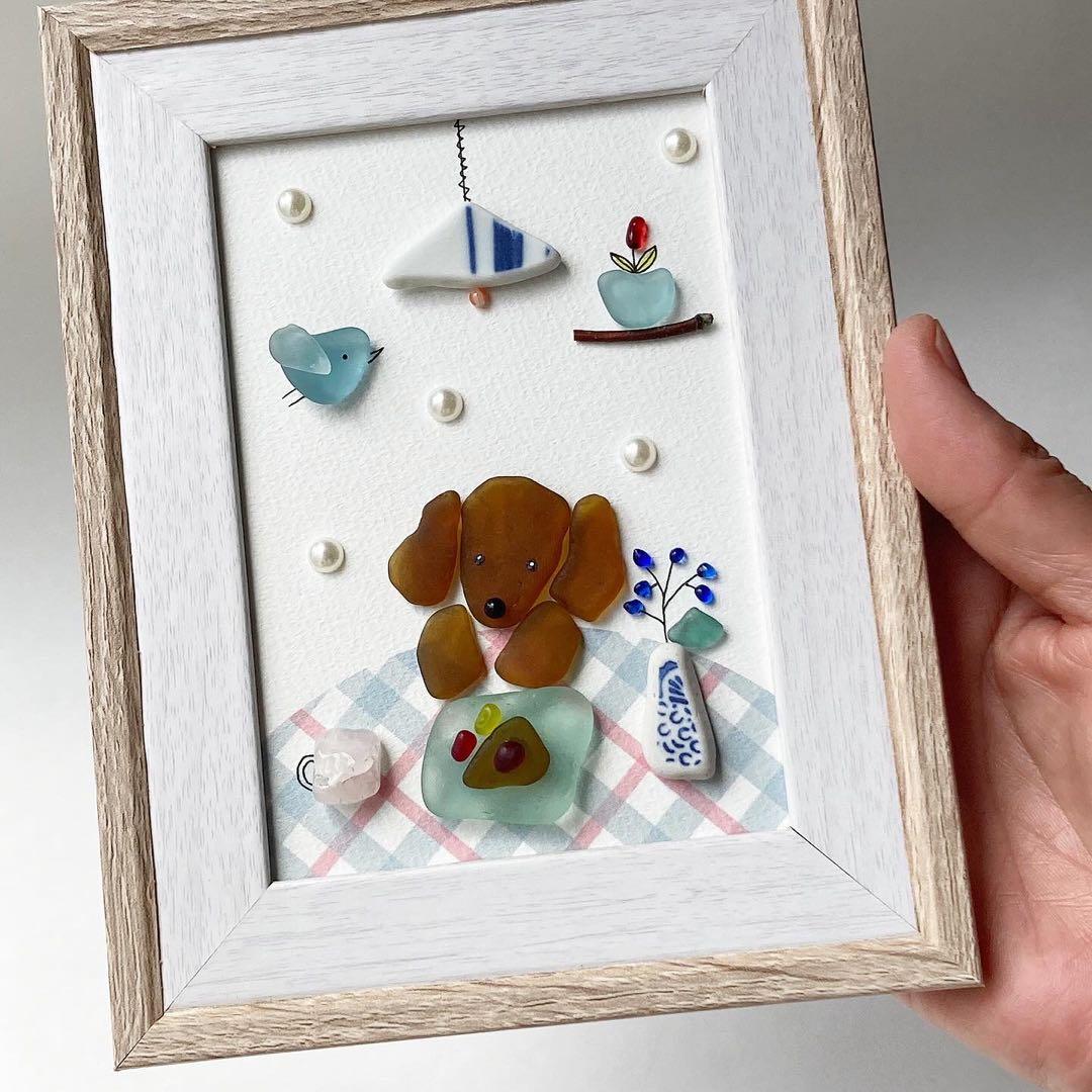 星に願いを うちの子シーグラスアート ダックスフンド ゴールデン