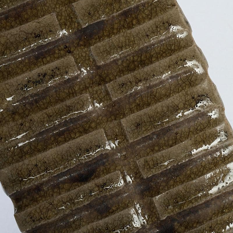 備前焼　古備前　虫明窯　青磁算木形花入　花瓶　共箱　C　9383