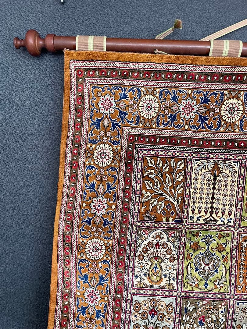 新品最高級 MUSEO社タグ付き イラン クムシルク 絹100% タペストリー