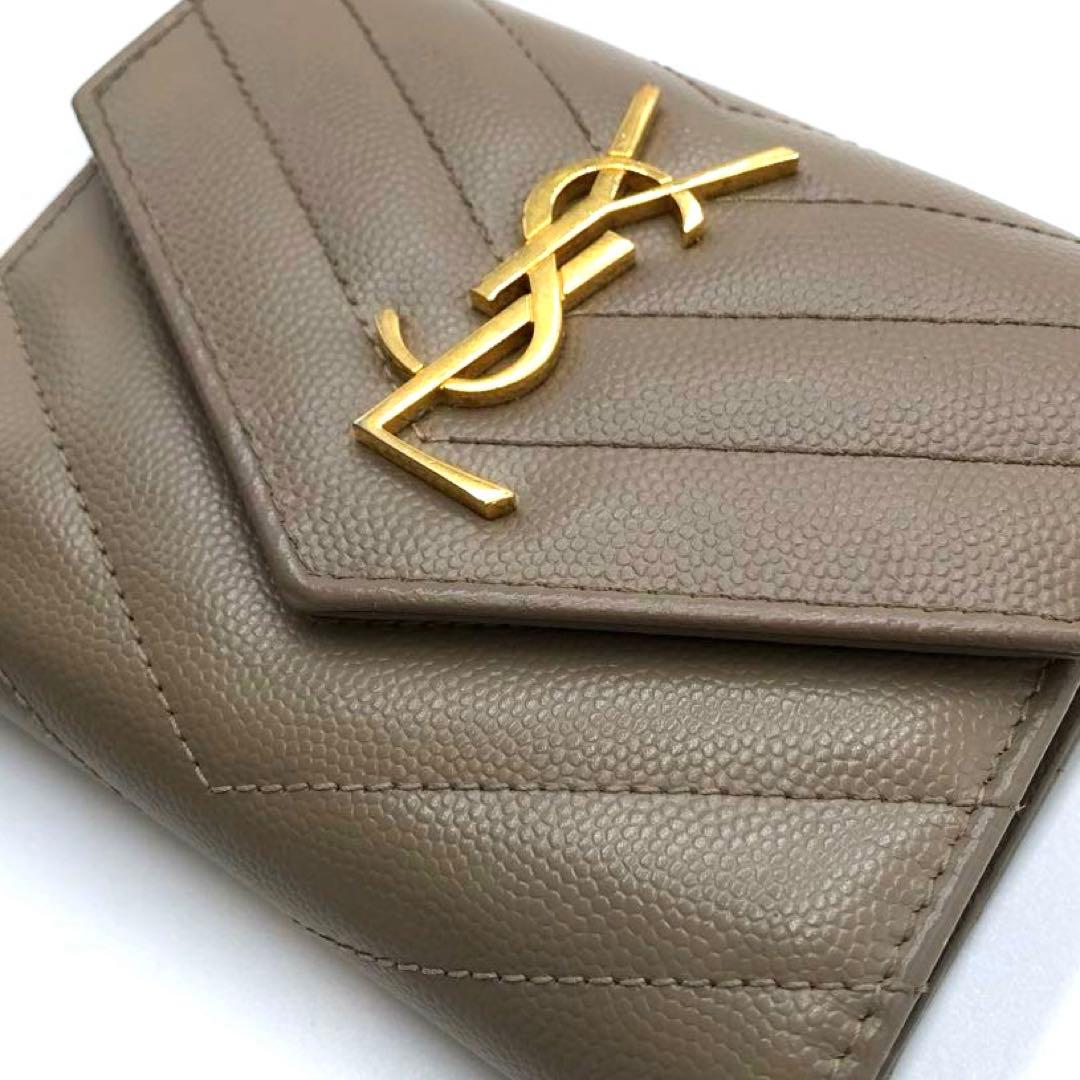 箱付き⭐サンローランパリ 三つ折り財布 キルティング YSL カサンドラ
