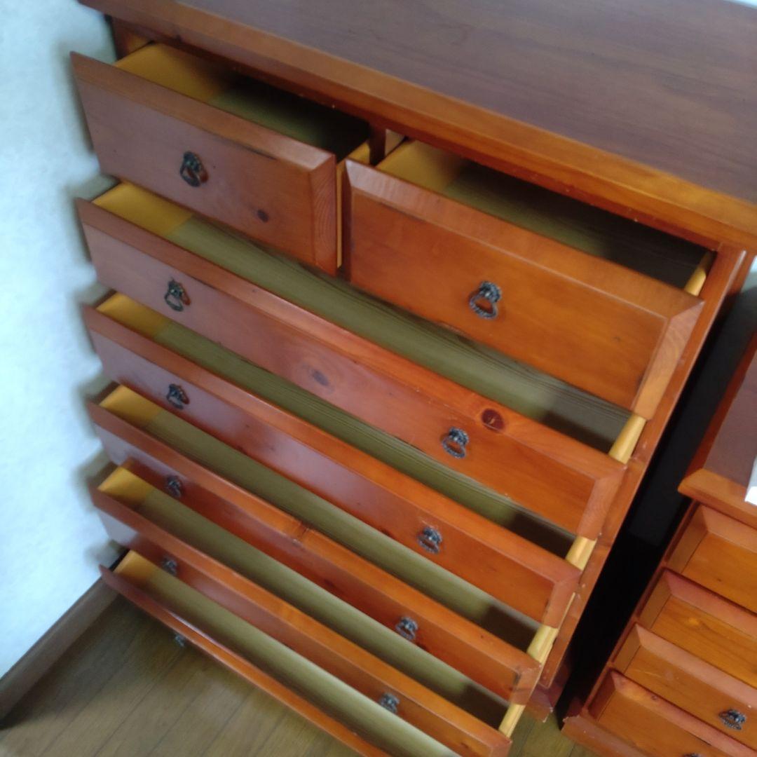 アンティーク風 木製タンス 木製タンス 2ドア 大容量 引き出し